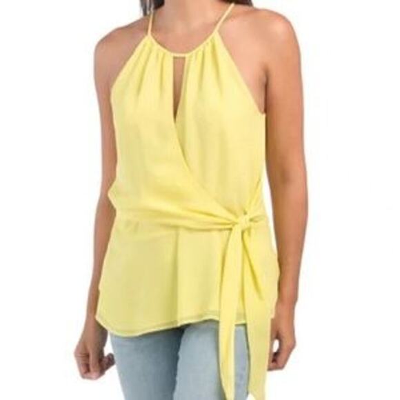 VINCE CAMUTO   Tie Front Rumple Chiffon Halter Top Size Large - Picture 1 of 8